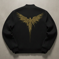 Rubail 'Ascension' Black Bomber Jacket | Golden Angel Back Embroidery | Premium UK Statement Streetwear